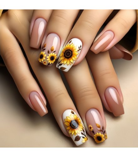 NA093 - Multi-Color Sunflower Nails